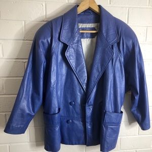 Beautiful Blue Genuine Leather Jacket!